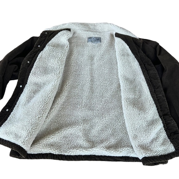 Pineapple Connection Sherpa Lined Corduroy Button Front Jacket Size Large Brown - Picture 5 of 12